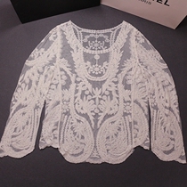 Short and medium cover ass lace hollow hook flower long sleeve blouse bikini swimsuit coat sunscreen Beach women