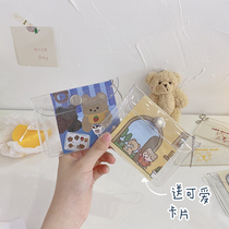 ins Wind transparent card bag womens blingbling ultra-thin small portable card case cute Korean personality