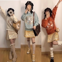 Liuxian Shuge (Dangkang)original three-color embroidered sweater loose base wild short horse face skirt women without velvet