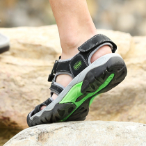 Summer sandals Mens Outdoor Leather Baotou Sandals Quick Dry Wading Trenation Shoes Large Size Non-slip