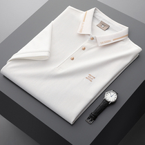 Mr Wu British style White short-sleeved T-shirt mens summer thin lapel light business mercerized cotton polo shirt men