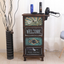 Solid Wood retro barber shop tool cabinet tool car hairdressing cabinet hair salon special wooden cabinet