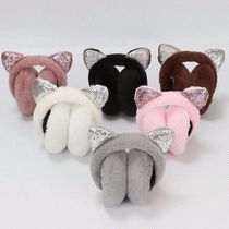 Korean version of male and female size cute cartoon earmuffs earmuffs plus velvet warm bag ears