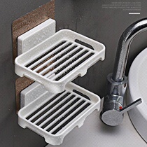 Punch-free soap box toilet drain creative wall-mounted soap rack bathroom rack suction cup double soap rack