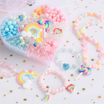 Children Love Boxes Diy Make Handmade Strings of Beads L Gift Cartoon Puzzle Toys Girls Wear Beads Bracelet Necklace