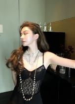 THE HANDLE baking lace women autumn solid color short camisole short bottoming women