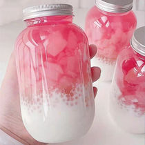 Net red Yangzhi nectar bottle disposable milk tea cup plastic juice beverage bottle packing cup large diameter with lid