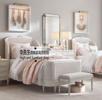 Export foreign trade French retro old all solid wood childrens bed rattan bed American neoclassical single bed princess bed