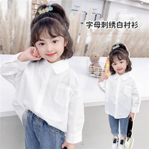 Girl shirt white 2022 new spring dress lady Korean version blouse womens baby pure cotton long sleeve shirt spring autumn