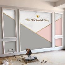 Nordic Marble Pink Geometric TV Background Wall Wallpaper 10d Modern Minimalist Light Lavish Wall Sticker seamless self-adhesive