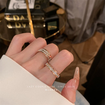 Gypsophila titanium ring female ins niche design light luxury senior sense full drill ring 2021 New Tide