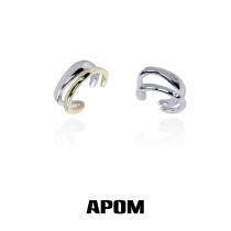 APOM Original Neutral Pure Silver Plated 18k Gold Inlaid Drill Bicolor Ear Clip Without Earhole Neutral Advanced Small Crowdwear Man