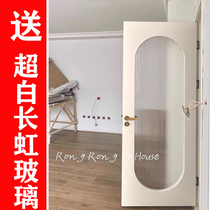 Light luxury curved flat door Changhong glass indoor door Bedroom silent paint solid wood composite French arch