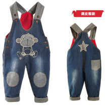 Baby cowboy pants cotton Children Baby long pants 01-2-3 years old men and women Spring and Autumn can open crotch tide