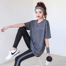 Sports top women loose running blouse fat mm fitness suit quick-drying T-shirt large size summer thin yoga short sleeve