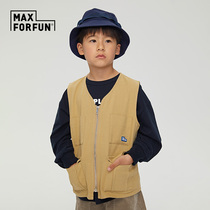 MAXFORFUN childrens clothing 2022 spring summer children tooling horse clamp 100 lap pure cotton outdoor multi-pocket waistcoat waistcoat