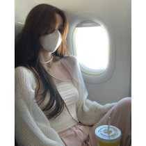 Soft glutinous sunscreen knitted cardigan for womens spring and summer thin outer lap pure desire hooded sweatshirt muscular sense long sleeve Beaty blouse