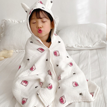 Japanese children cotton gauze bath towel cloak hooded newborn bathrobe super soft absorbent baby can wear
