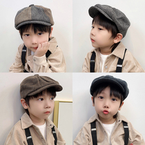 Children's hat tide autumn and winter new boys and girls Japanese octagonal hat woolen beret foreign style Korean painter hat