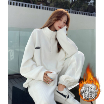 2021 new autumn and winter padded velvet sportswear suit women loose Korean version Net red casual two-piece tide