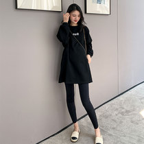 Pregnant women plus velvet sweater autumn and winter long sleeve thickened pullover pregnancy 3-9 months loose size winter coat women