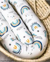 Ass mother INS detachable and washable childrens printed rainbow crib perimeter safety fence Bed back comforter long pillow