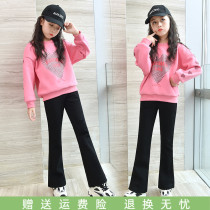Girls spring and autumn leisure clothing suit 2022 spring new girl child great child fashion foreign gas two sets of damp