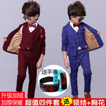 Childrens suit mens winter style garnter thickened boys small suit suit Inn flower boy gown Three sets of Western-style damp