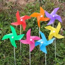 Plastic small windmill decoration outdoor rotating four-corner colorful windmill wholesale custom kindergarten micro-business push gifts