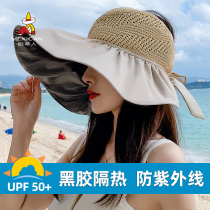 Rice Straw Man Black Rubber Hat Children Summer Sun Shade Sun Protection Ultraviolet Rays Great Hat Brim Empty Top Sun Hat Foldable