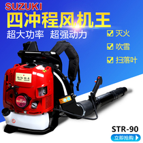 Four-stroke backpack snow blower high-power gasoline hair dryer wind extinguisher blowing fallen leaf Road