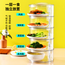 I think more transparent insulation food cover multi-layer household dust cover table food dish dish artifact leftover storage rack