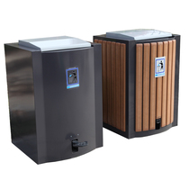 Outdoor sanitation creative fruit leather box steel wood trash bin Park Square Villa dedicated large capacity pedal trash can