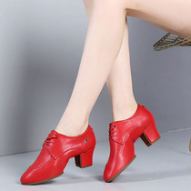Dan Baoluo leather Latin dance shoes female adult dance shoes soft bottom sailor dance shoes Four Seasons high heel modern square