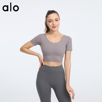 alo yoga short yoga top womens summer fitness bra underwear shockproof sports short-sleeved T-shirt thin breathable
