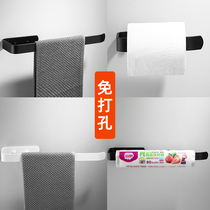 Punch-free towel rack toilet bath towel rack adhesive hook bathroom rack single pole towel bar toilet wall wall rack