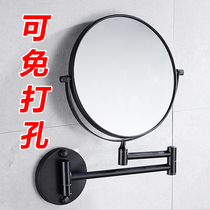 Free hole makeup mirror bathroom wall sticker hotel double-sided beauty mirror telescopic folding bathroom magnifier