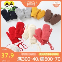 Baby gloves winter cute baby bag 1-2-6 years old boy girl plus velvet thickened childrens gloves to keep warm