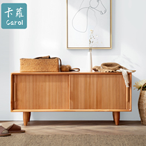 Nordic solid wood shoe cabinet changed shoe stool one doorway outside the door household ultra-thin entry door can sit Japanese light luxury