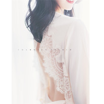 florra bridal woman morning gown spring sexy behind hollowed-out lace sleeping clothes knot wedding with long custom embroidery