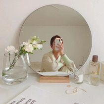  Mirror makeup mirror Dressing mirror Round mirror desktop desktop solid wood base Net red mirror photo Korean ins