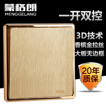 Switch socket panel one open single open double control switch concealed socket double head panel socket champagne gold