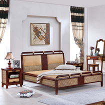 Rattan bed Rattan bed 1 5 1 8 m double bed rattan bed bed bed rattan wooden furniture