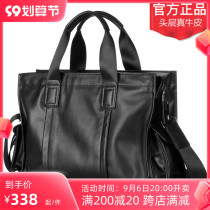 Business Genuine Leather Men Bag Mens Handbag Headlining Cow Leather Bag Inclined Satchel Big Capacity Business Briefcase Computer Bag