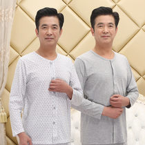 Medium-aged pure cotton cardiovert sweatshirt with enlarged long-sleeved T-shirt mens blouses full cotton large size cardiovert sweatshirt thin