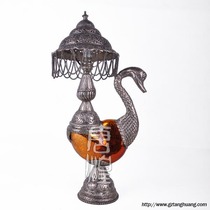 Indian Tibetan silver glass swan lamp exotic customs imported crafts home accessories ornaments classical style Central Asia