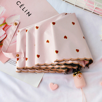 Automatic parasol anti UltraViolet women folding rain umbrella embroidery side ins Wind gilding parasol