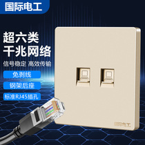 International Electrotechnical super six computer socket network fiber two and two port panel 86 network cable Champagne gold