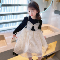 Girl Princess Dress Spring Dress 2022 New Girl Child Clothing Foreign Air Fluffy Skirt Long Sleeve Yarn Skirt Children Dress