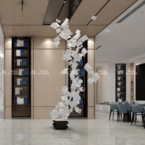 Arrode book page installation art sales department sand table air hanging decoration decoration new Chinese tea room stairwell lifting parts